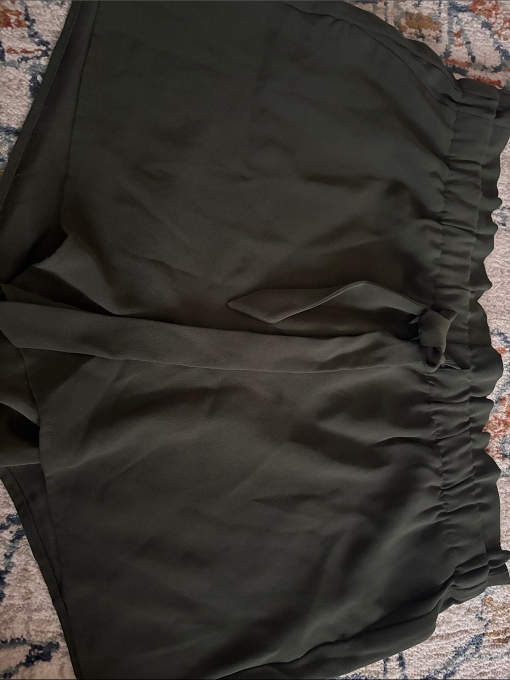 LOFT Olive Paperbag Waist Mini Skirt with Tie